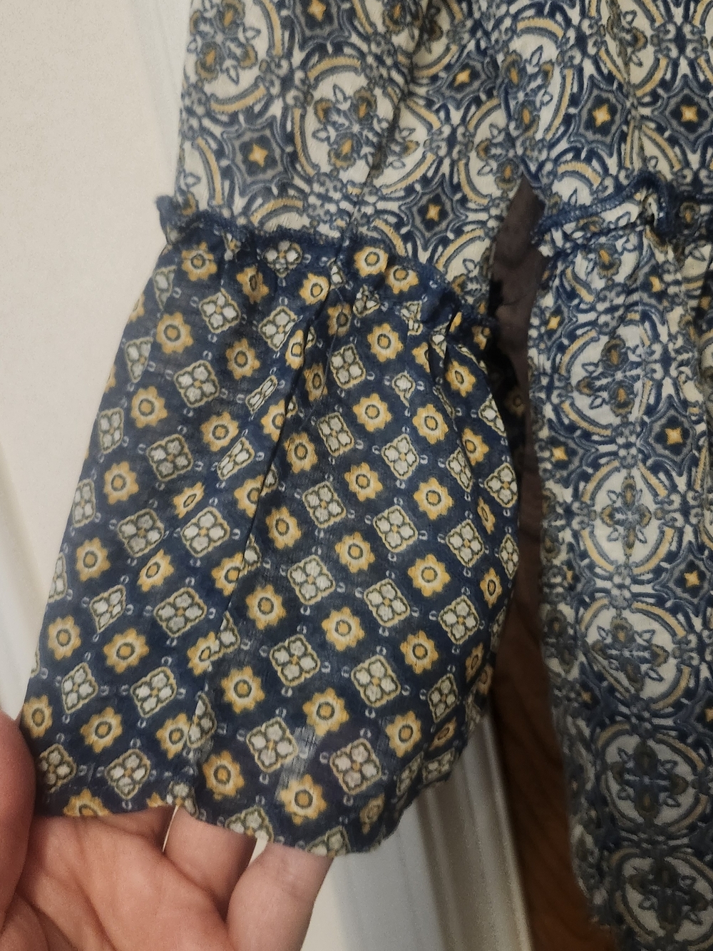 Jolt Blue and White Tiered Boho Blouse - Picture 7 of 7